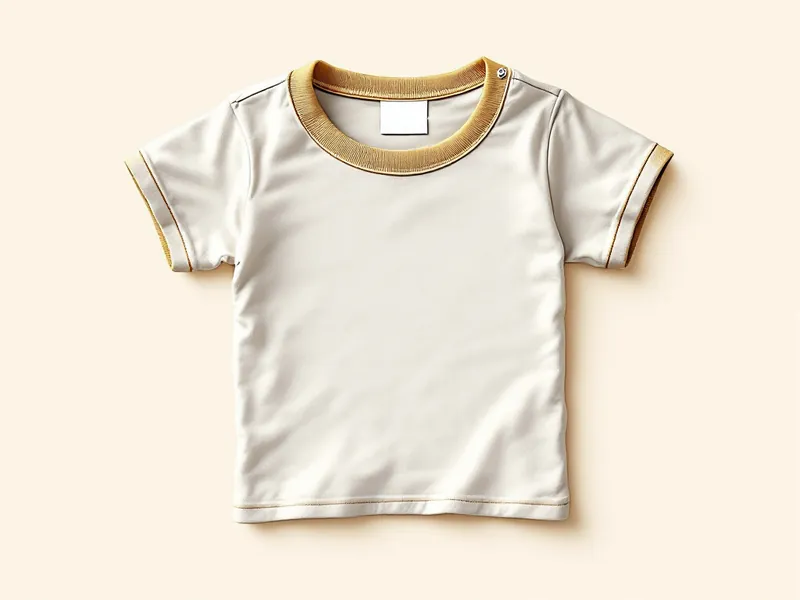 Folded toddler shirt with a fabric name tag and a sheet of blank stickers